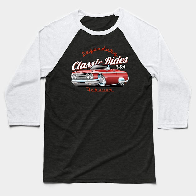 Legendary Classic Rides USA Forever Car Cartoon Baseball T-Shirt by hobrath